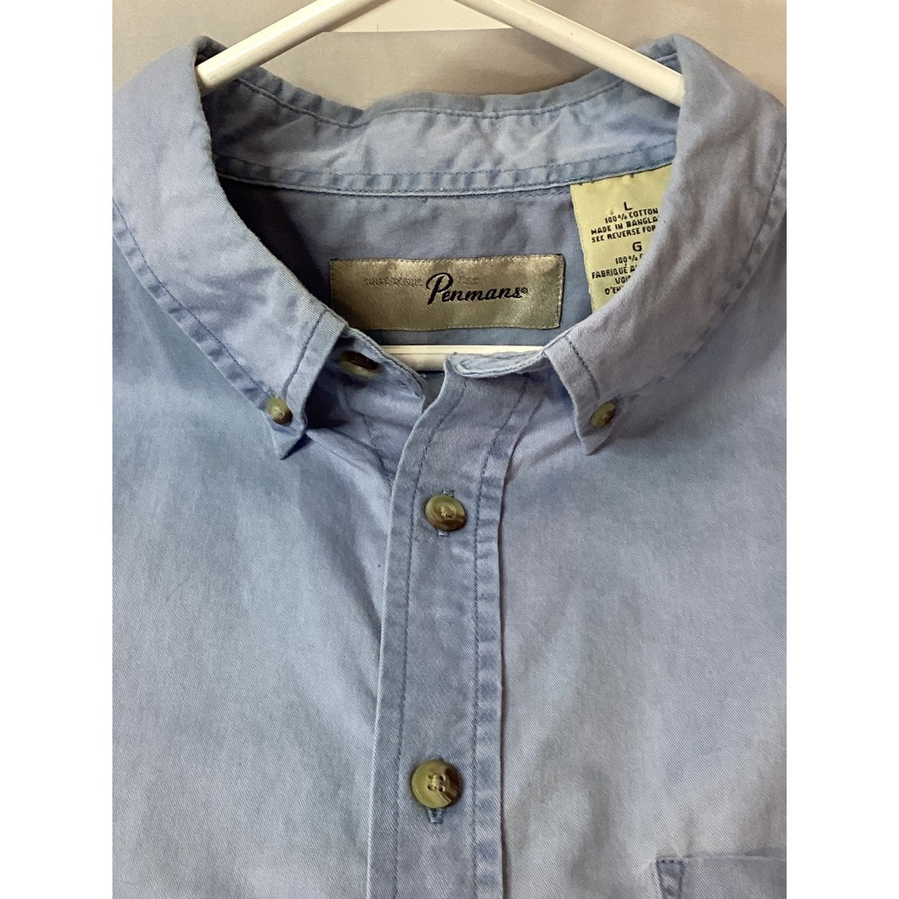 VTG‎ Pennmans Menswear Blue Short Sleeve Button Down Shirt Casual Relaxed Fit - Picture 8 of 14